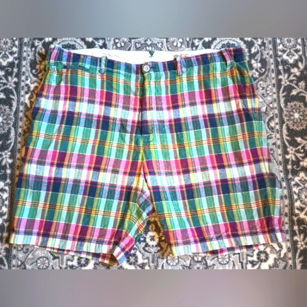Polo Ralph Lauren India Madras Plaid Shorts Mens 42B Red Green Preppy